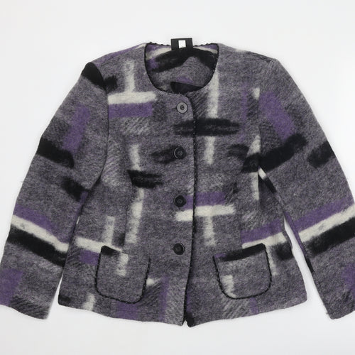 Godske Womens Grey Geometric Jacket Size 16 Button
