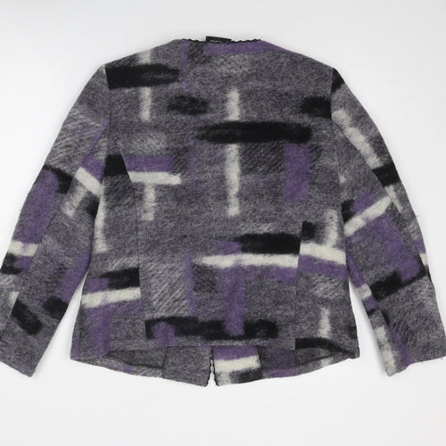 Godske Womens Grey Geometric Jacket Size 16 Button