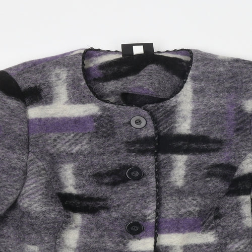 Godske Womens Grey Geometric Jacket Size 16 Button