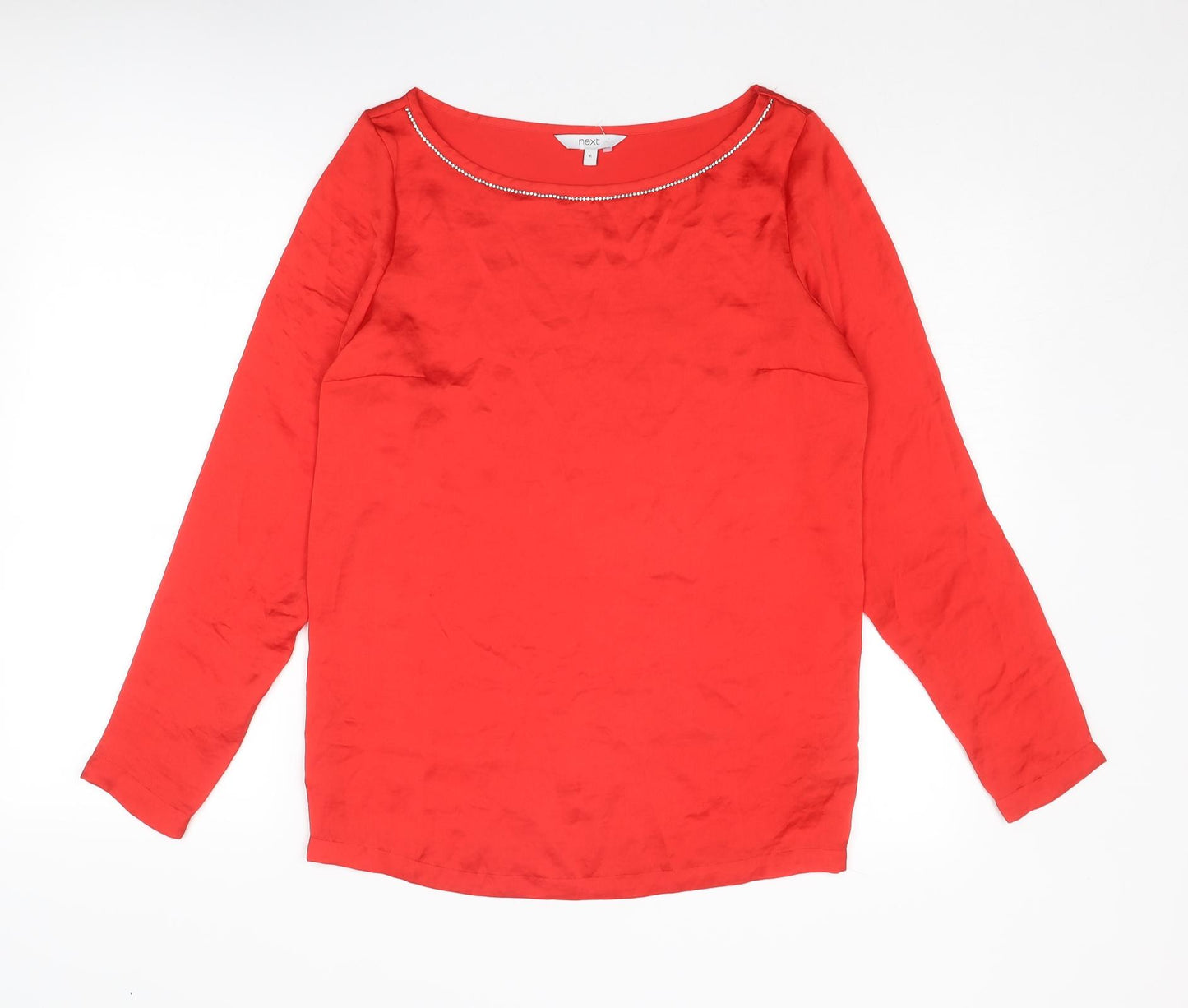NEXT Womens Red Polyester Basic T-Shirt Size 6 Boat Neck