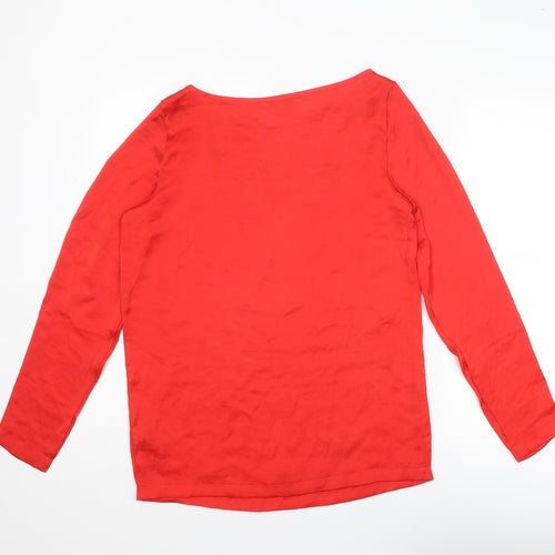 NEXT Womens Red Polyester Basic T-Shirt Size 6 Boat Neck
