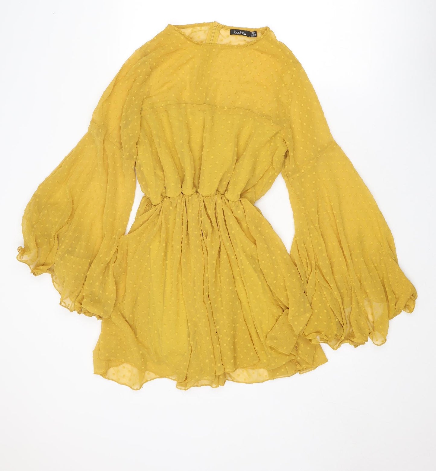 Boohoo Womens Yellow Polyester Playsuit One-Piece Size 12 Zip