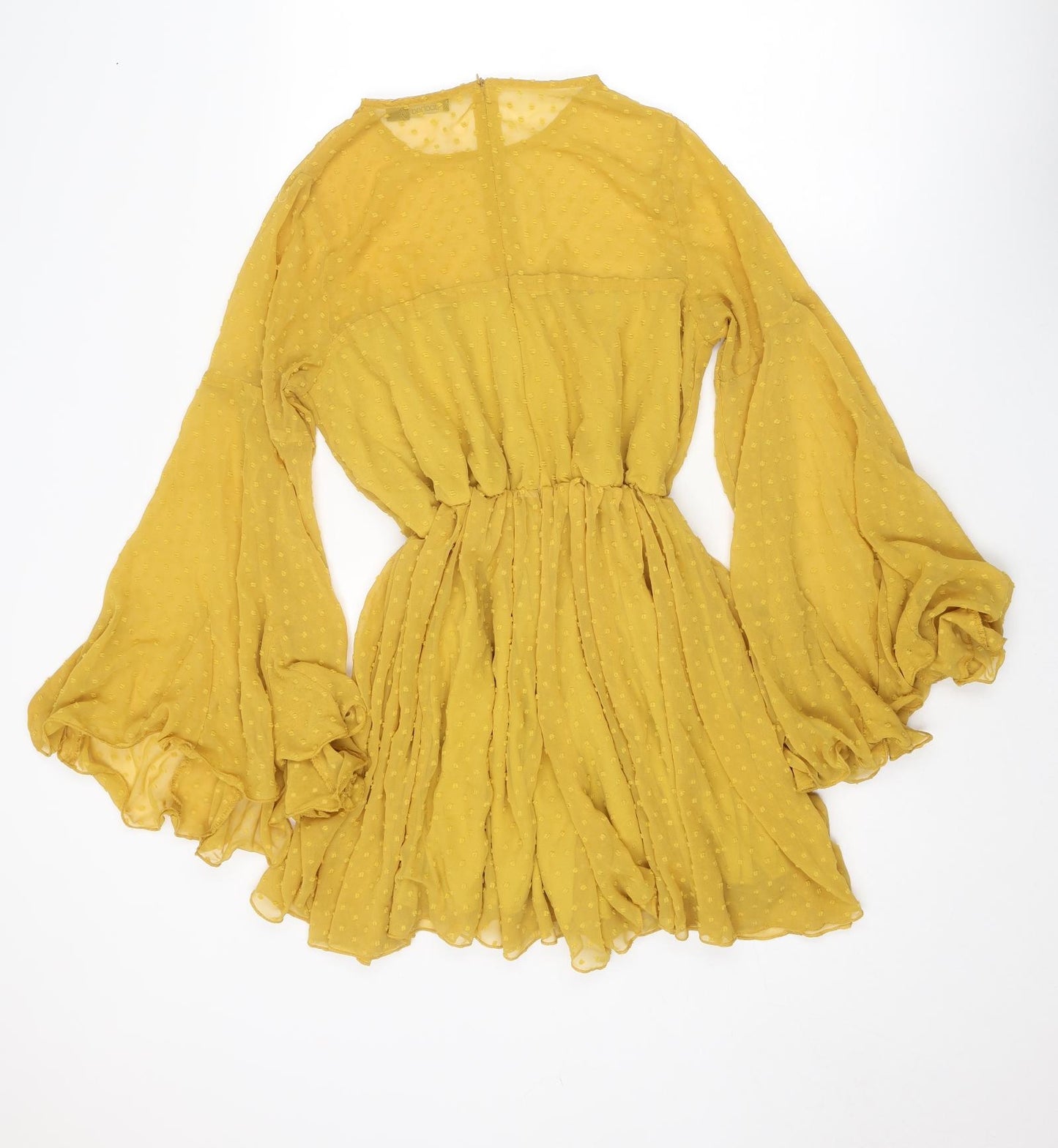 Boohoo Womens Yellow Polyester Playsuit One-Piece Size 12 Zip