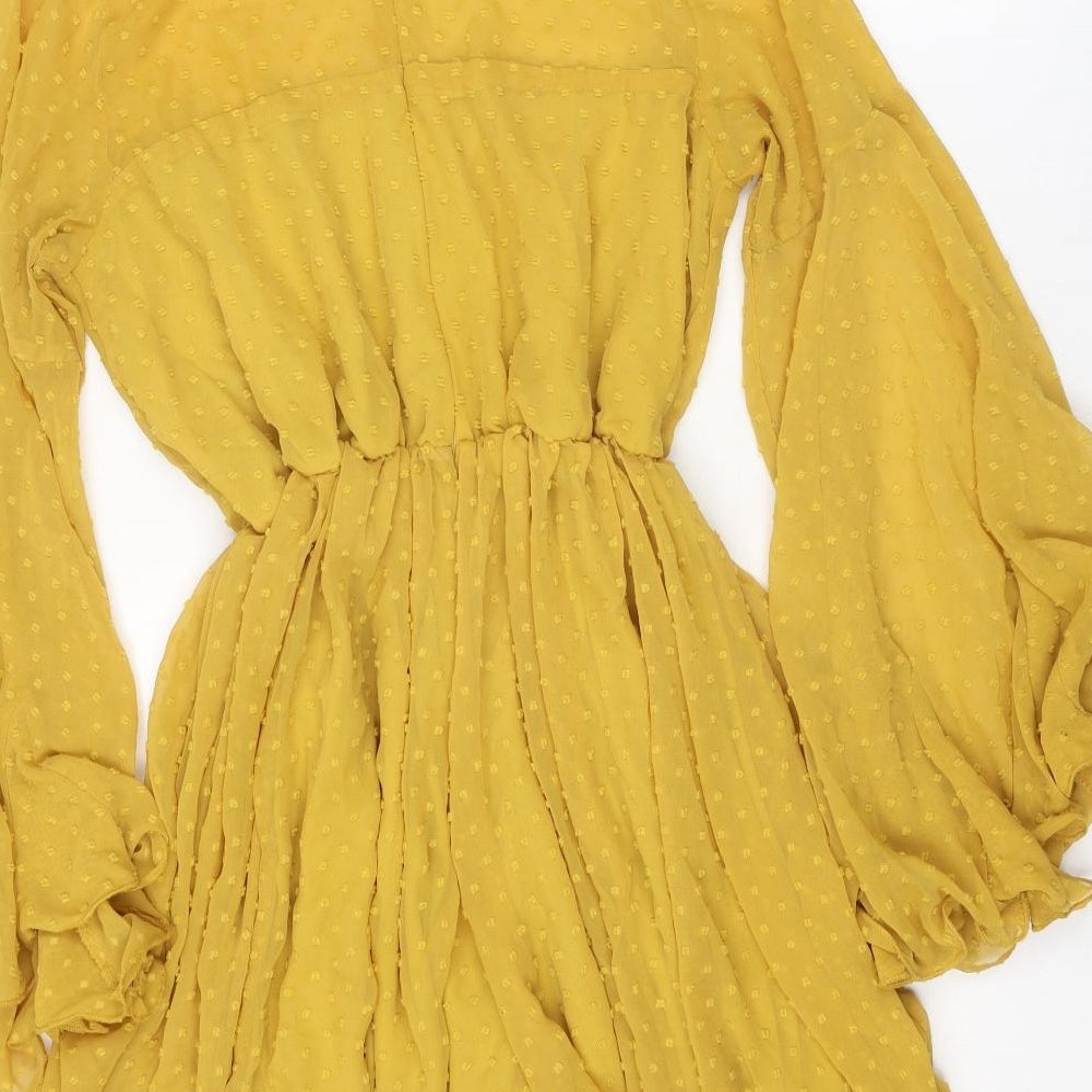 Boohoo Womens Yellow Polyester Playsuit One-Piece Size 12 Zip