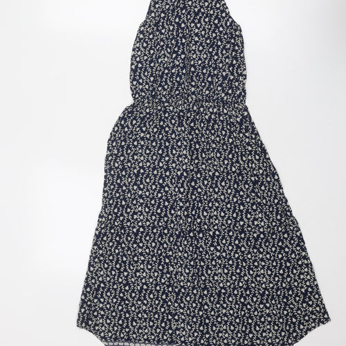 TEMT Womens Blue Floral Viscose Tank Dress Size S Round Neck Pullover