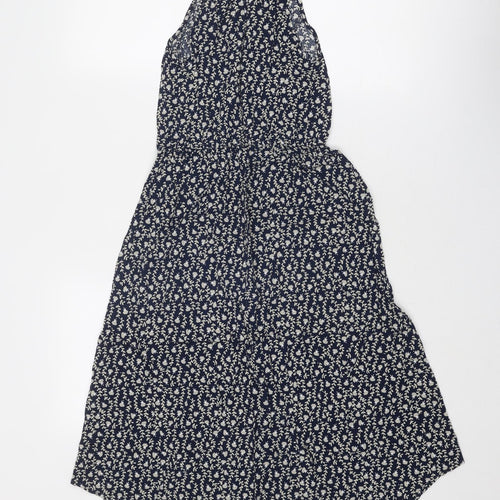TEMT Womens Blue Floral Viscose Tank Dress Size S Round Neck Pullover