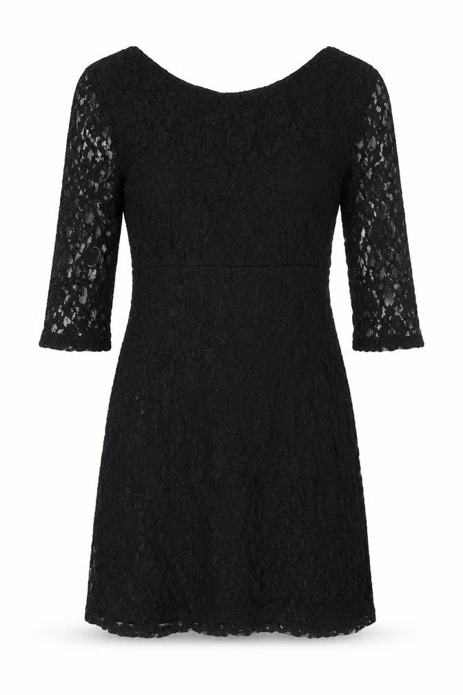 Warehouse Womens Black Floral Viscose A-Line Size 10 Round Neck Zip