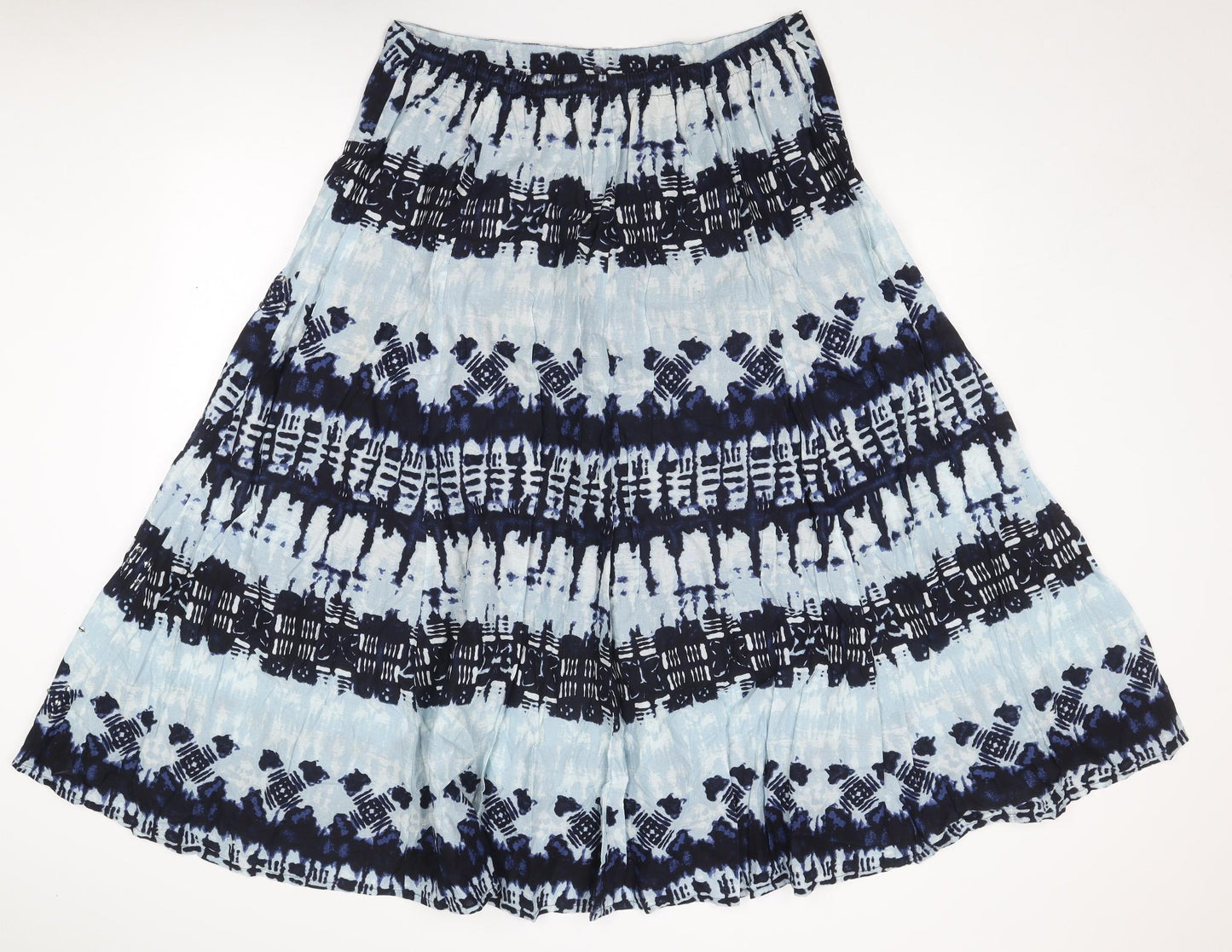 Evans Womens Blue Geometric Cotton Peasant Skirt Size 16