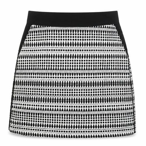 Warehouse Womens Black Geometric Cotton A-Line Skirt Size 12 Zip