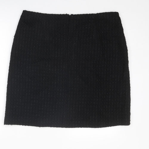 Marks and Spencer Womens Black Wool A-Line Skirt Size 18 Zip