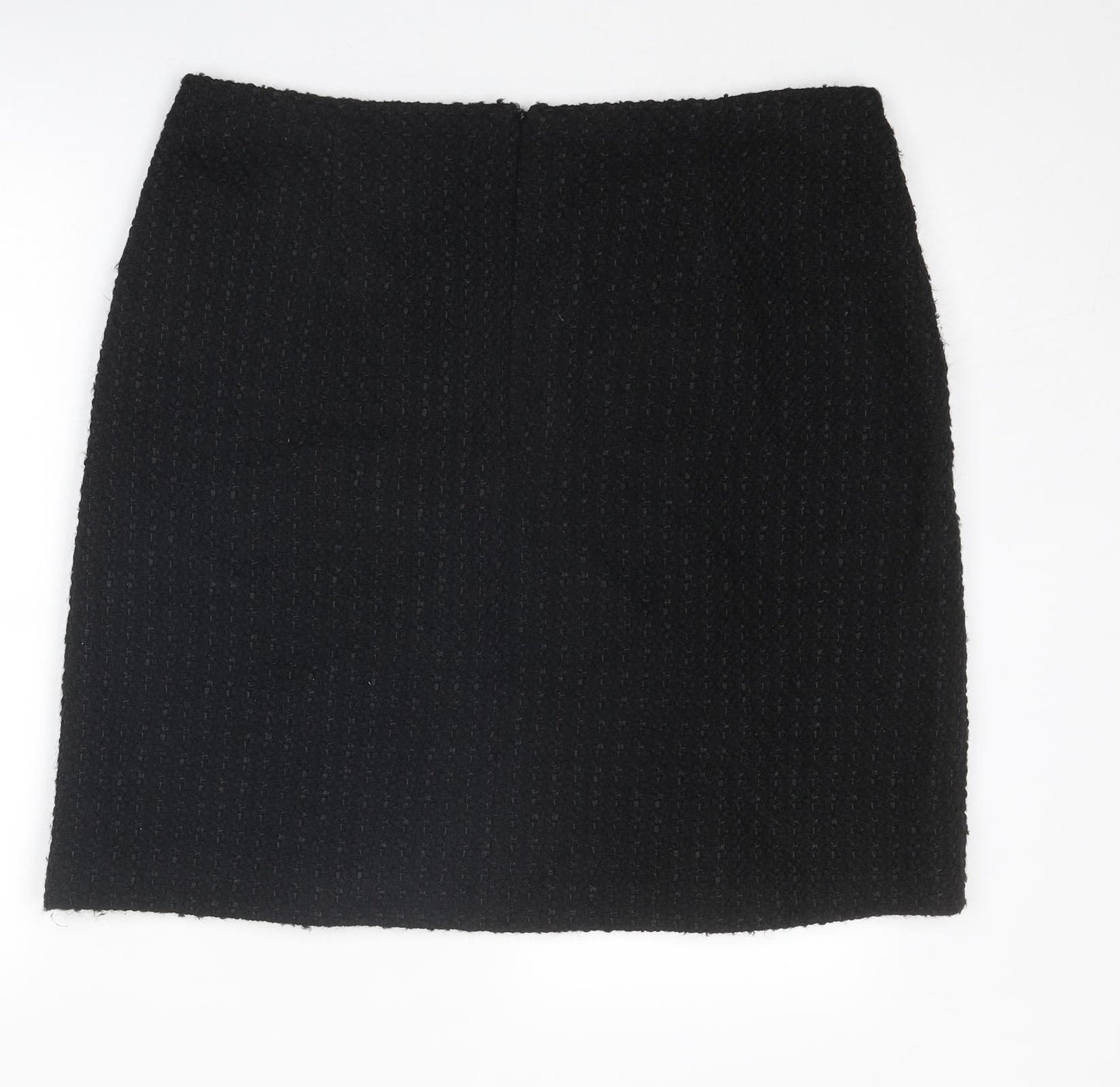Marks and Spencer Womens Black Wool A-Line Skirt Size 18 Zip