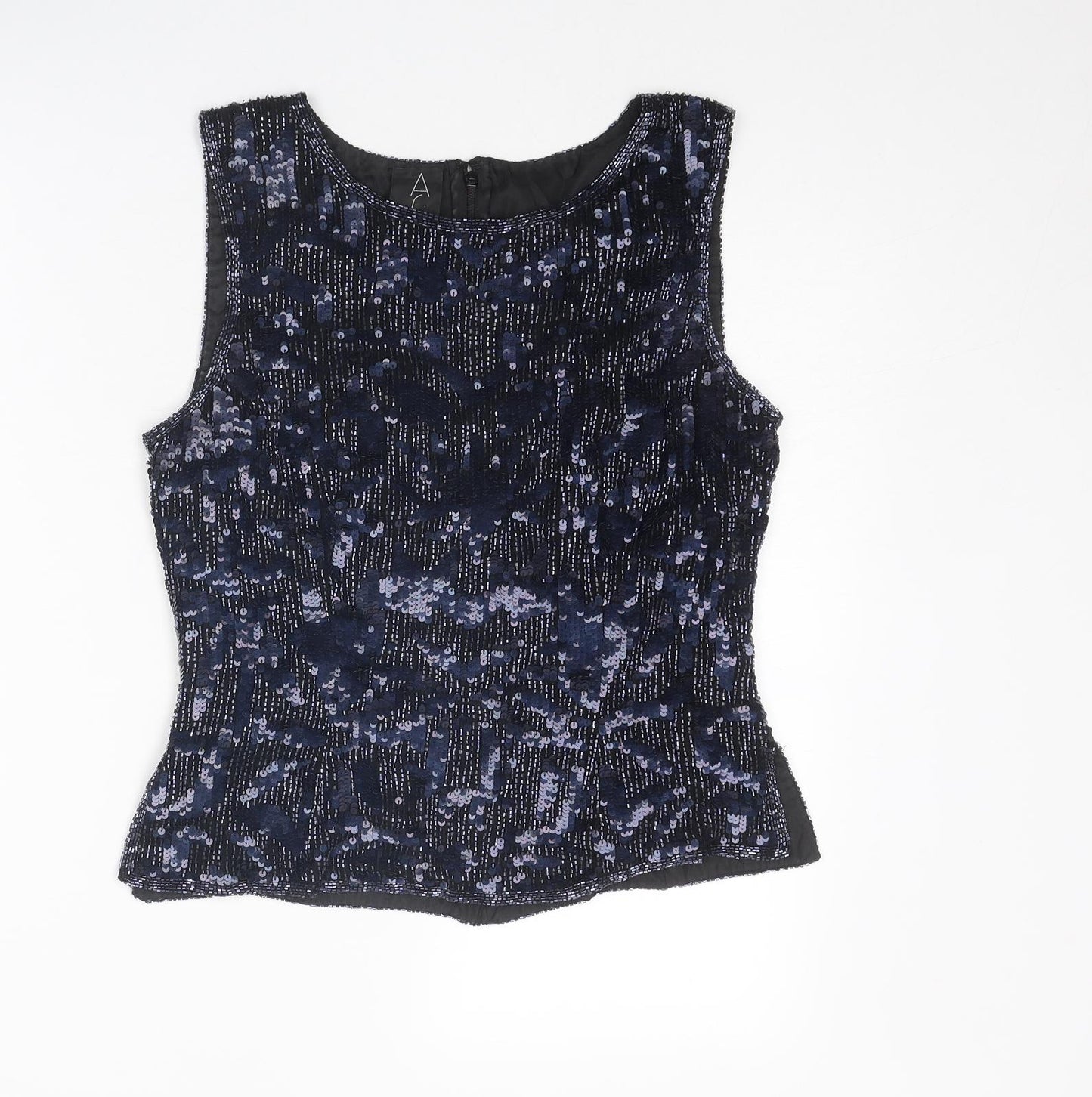 AS Womens Blue Silk Basic Blouse Size 14 Boat Neck