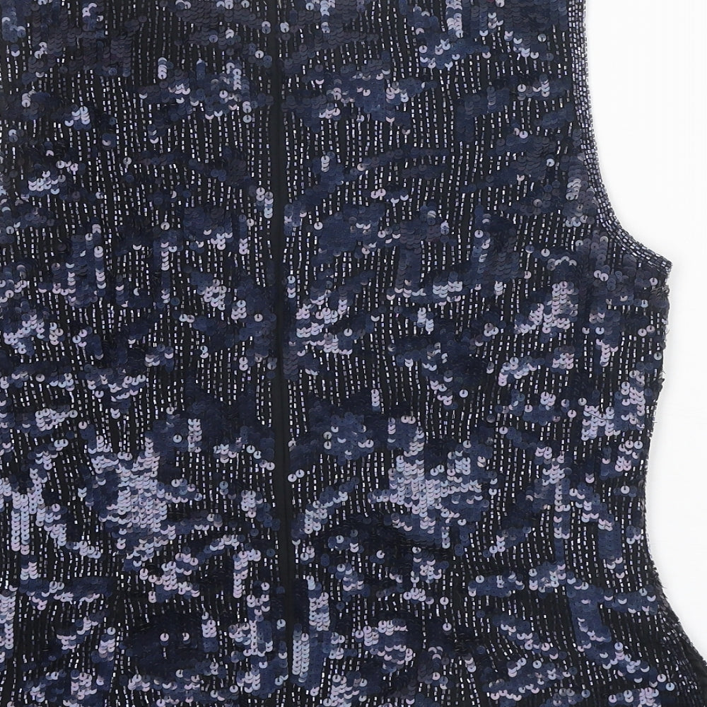 AS Womens Blue Silk Basic Blouse Size 14 Boat Neck