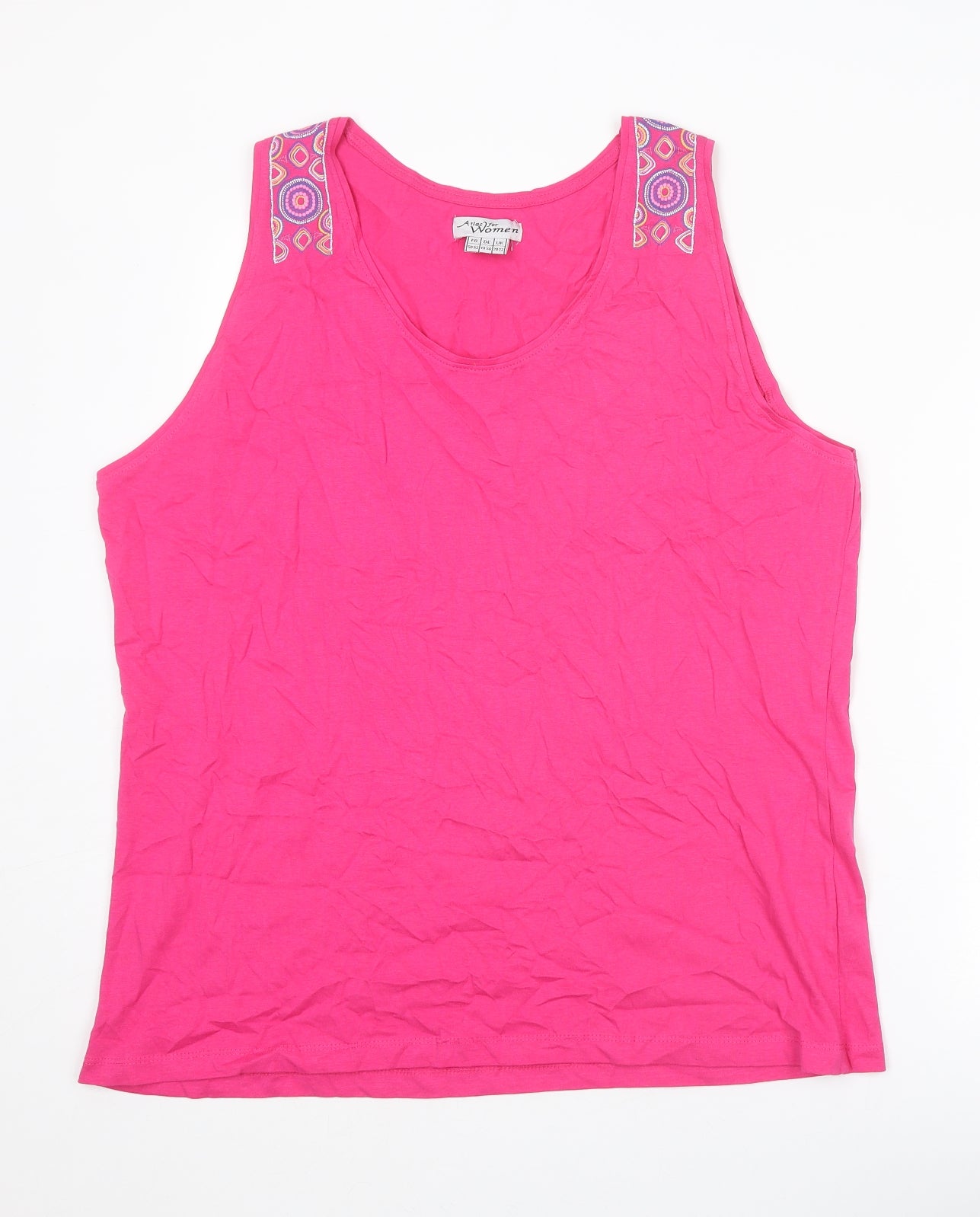 Atlas Womens Pink Cotton Basic Tank Size 20 Scoop Neck