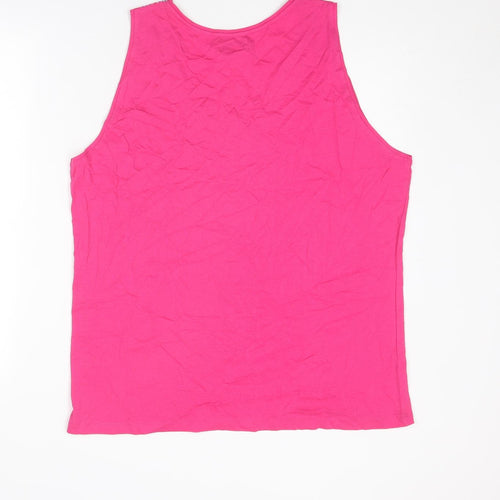 Atlas Womens Pink Cotton Basic Tank Size 20 Scoop Neck
