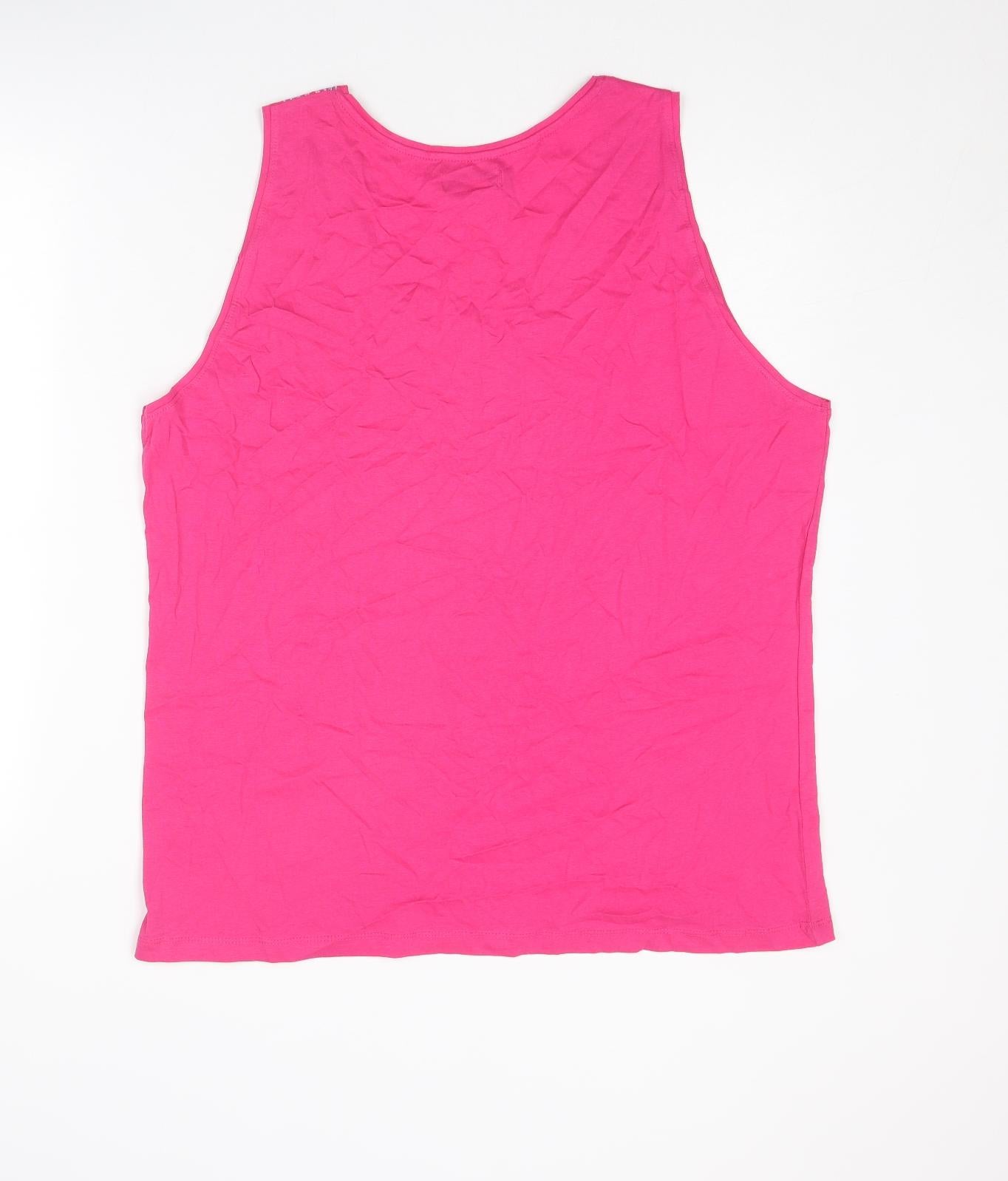 Atlas Womens Pink Cotton Basic Tank Size 20 Scoop Neck