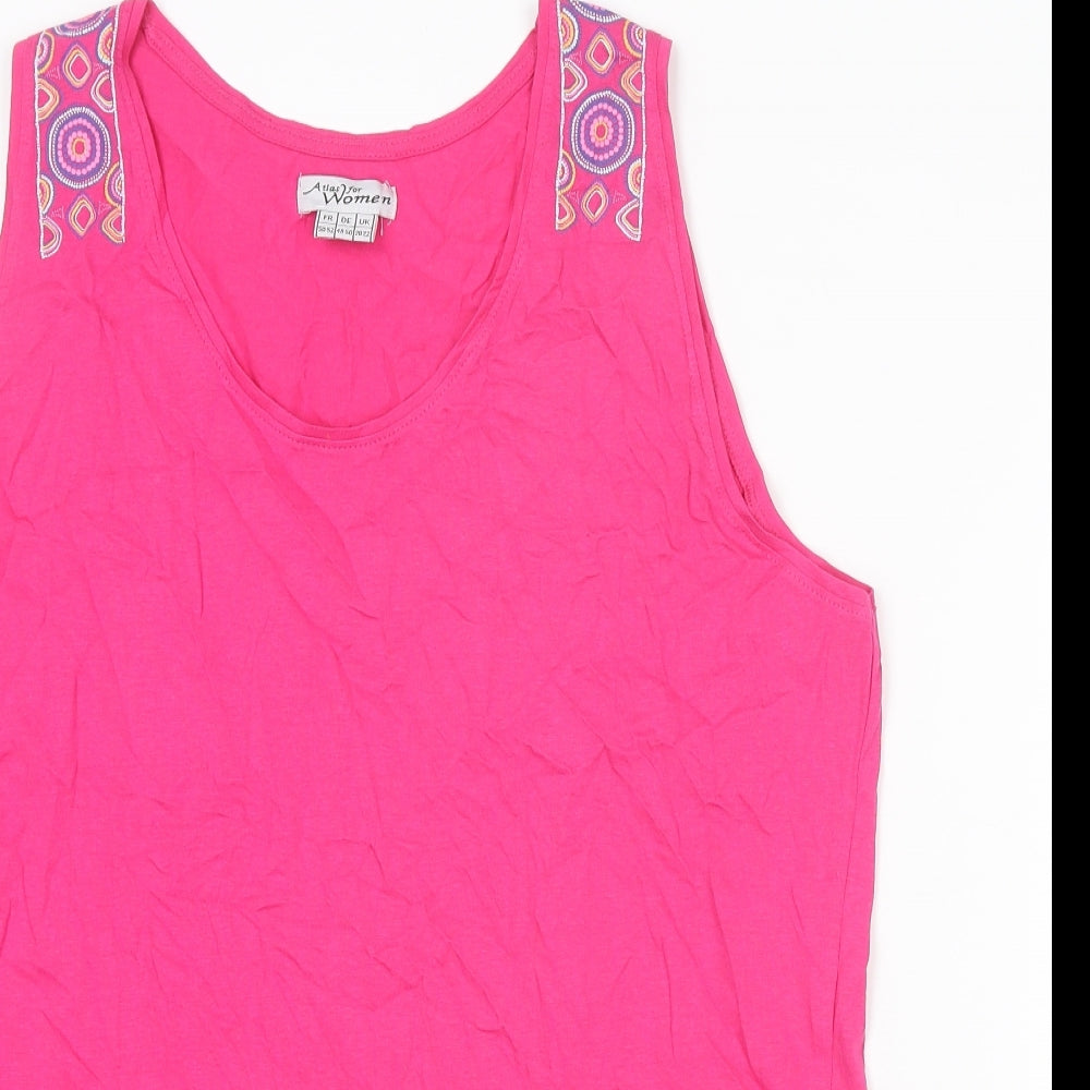 Atlas Womens Pink Cotton Basic Tank Size 20 Scoop Neck