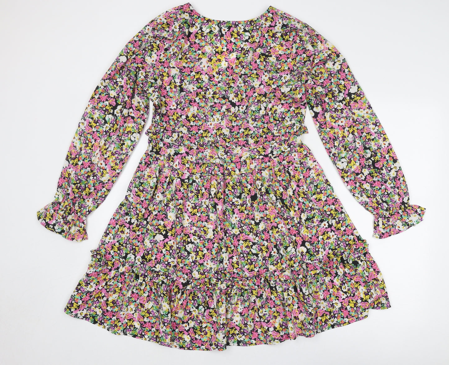 In the Style Womens Multicoloured Floral Polyester Fit & Flare Size 12 V-Neck Zip