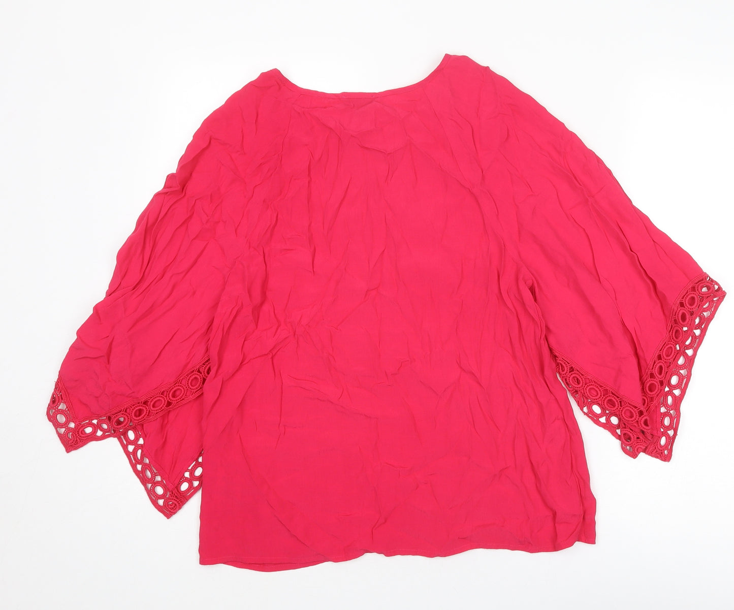 Phase Eight Womens Pink Viscose Basic Blouse Size 8 Boat Neck - Crocheted Lace Trim