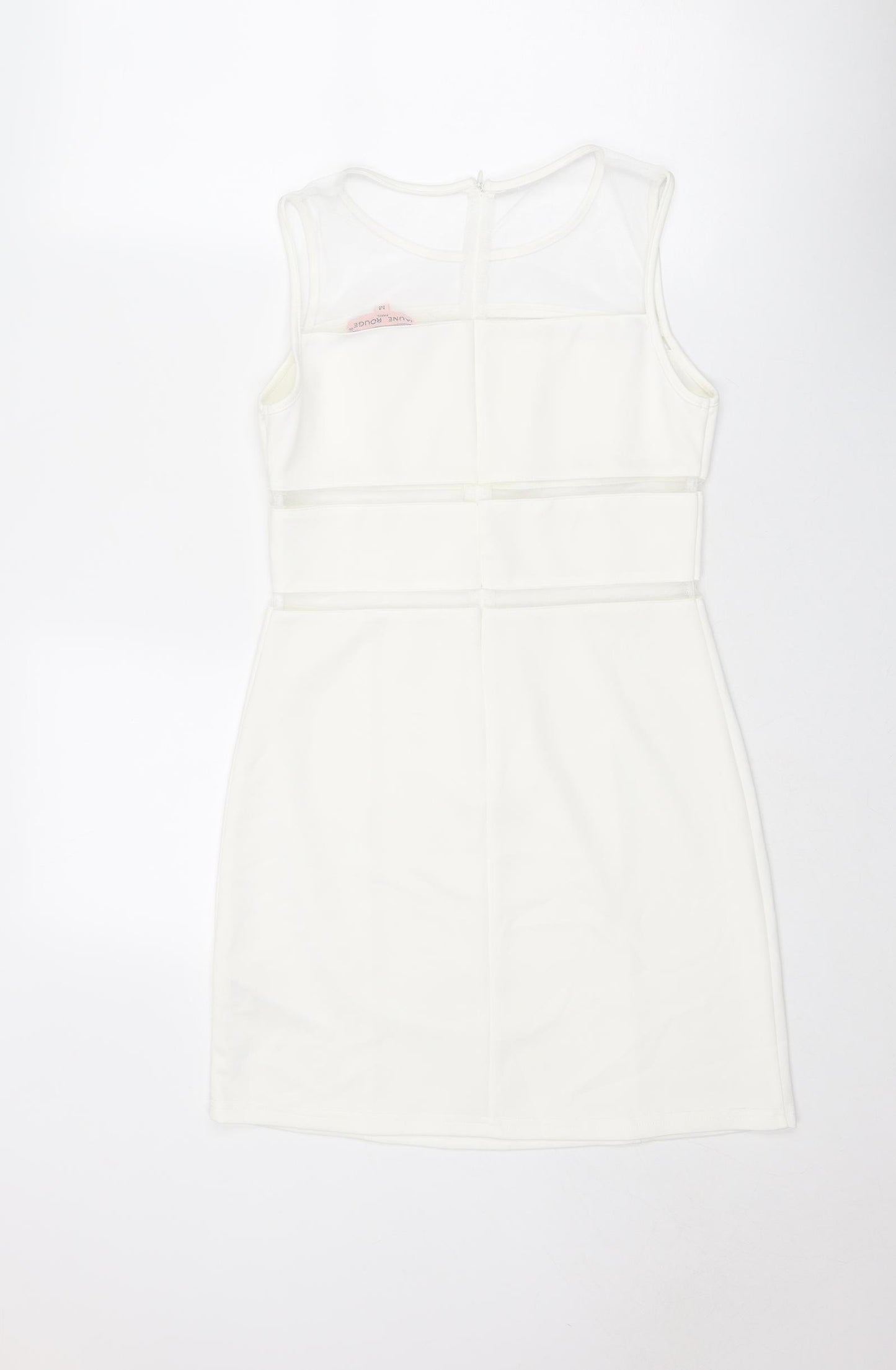 Jaune Rouge Womens White Polyester Shift Size M Round Neck Zip