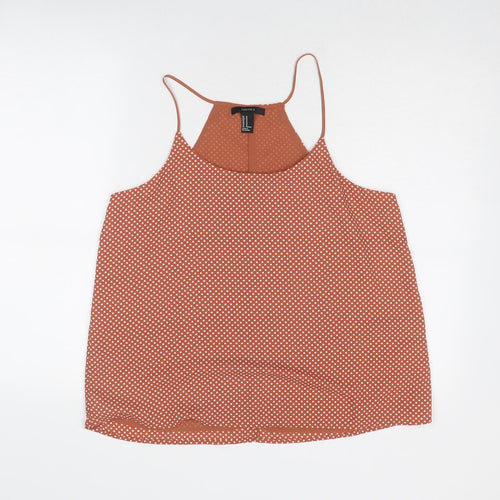 FOREVER 21 Womens Brown Polka Dot Polyester Camisole Tank Size M Round Neck