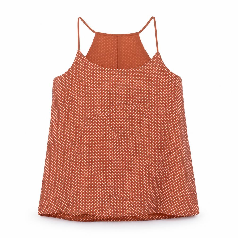 FOREVER 21 Womens Brown Polka Dot Polyester Camisole Tank Size M Round Neck