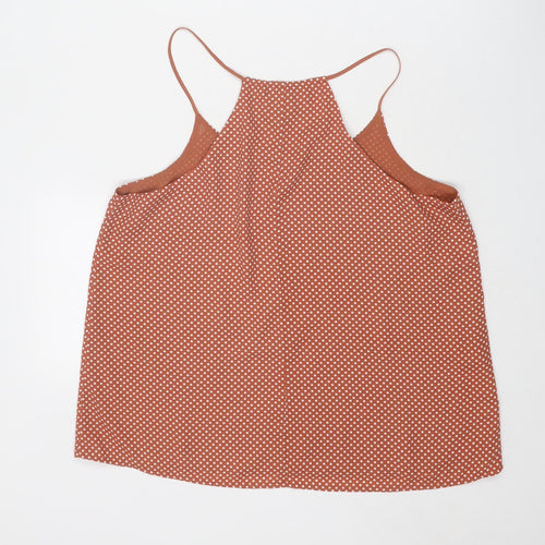 FOREVER 21 Womens Brown Polka Dot Polyester Camisole Tank Size M Round Neck