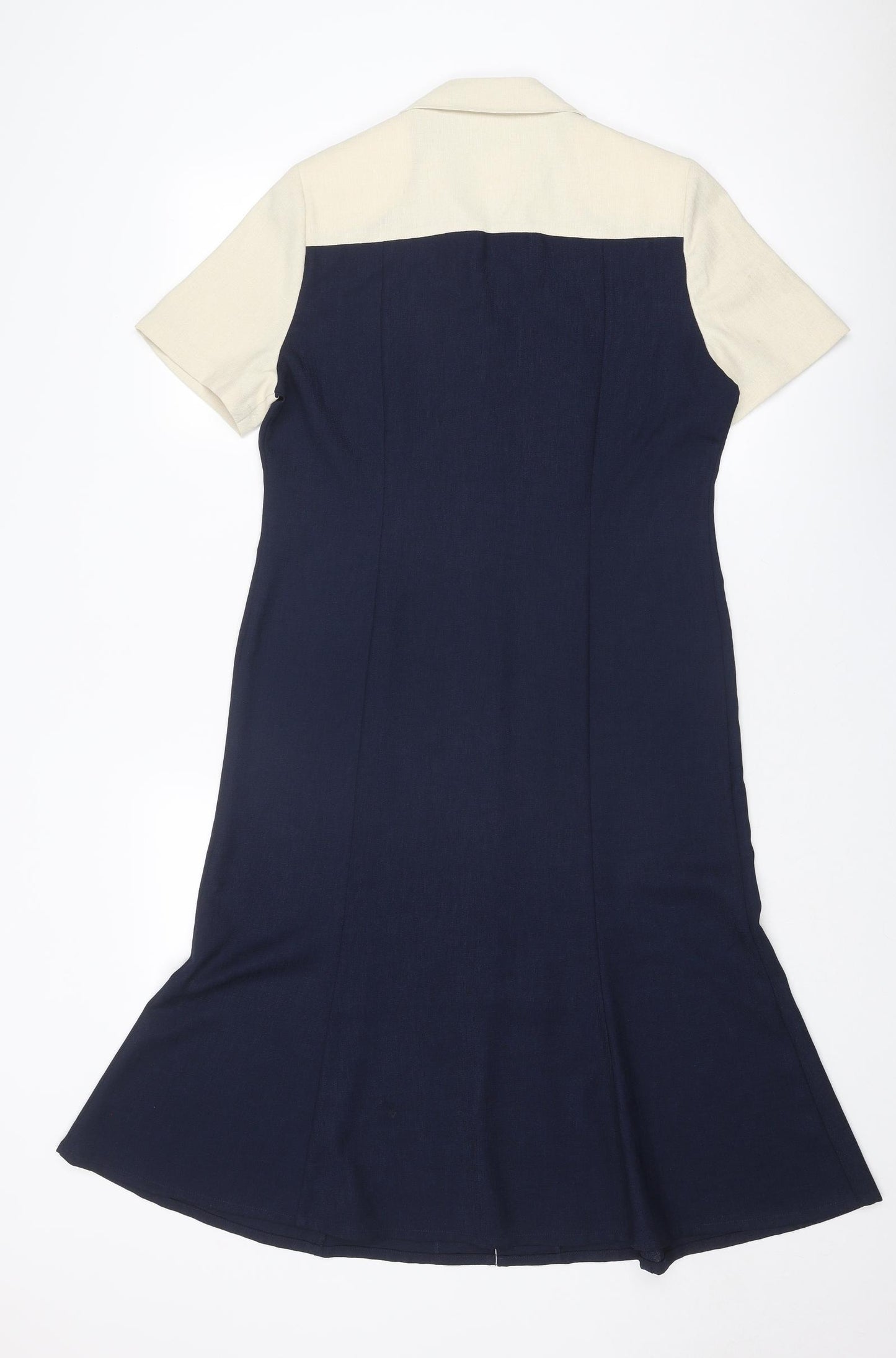 Eastex Womens Blue Colourblock Polyester Trapeze & Swing Size 10 Collared Button - Flower detail