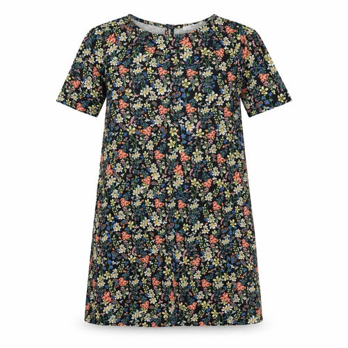 Pull&Bear Womens Multicoloured Floral Viscose T-Shirt Dress Size S Round Neck Button