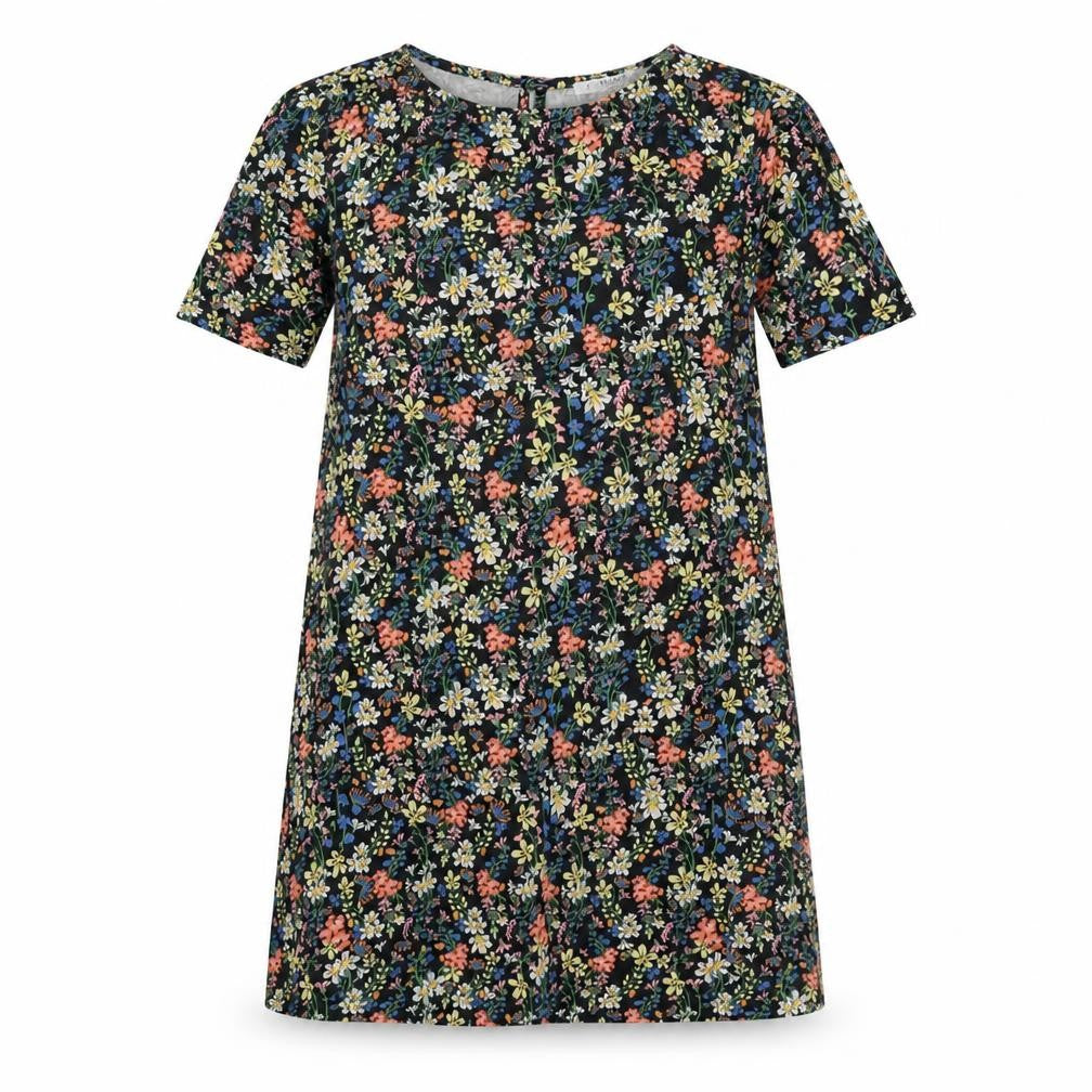Pull&Bear Womens Multicoloured Floral Viscose T-Shirt Dress Size S Round Neck Button