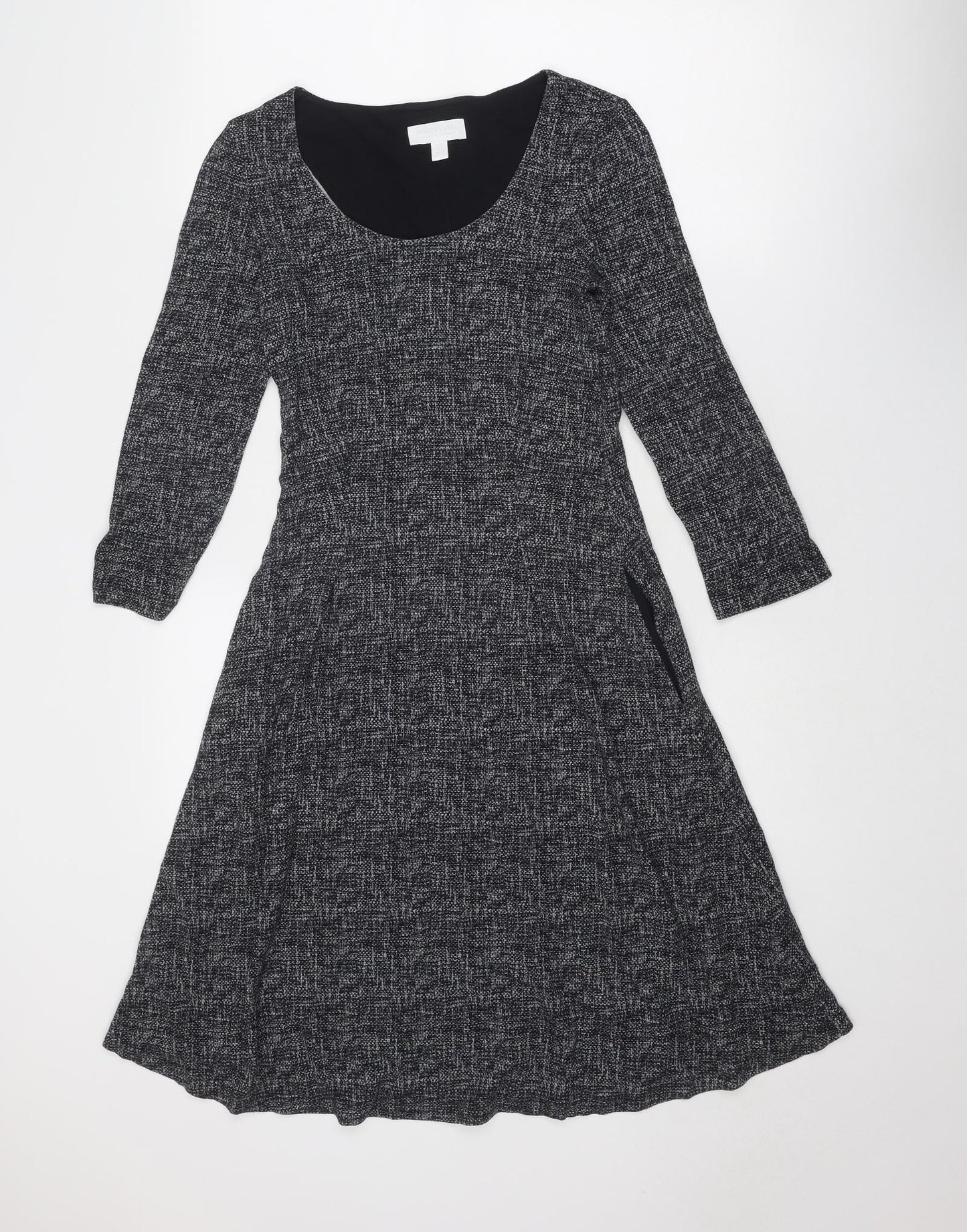 The White Company Womens Grey Geometric Viscose Trapeze & Swing Size 10 Round Neck Pullover