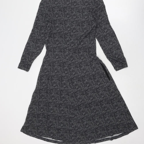 The White Company Womens Grey Geometric Viscose Trapeze & Swing Size 10 Round Neck Pullover