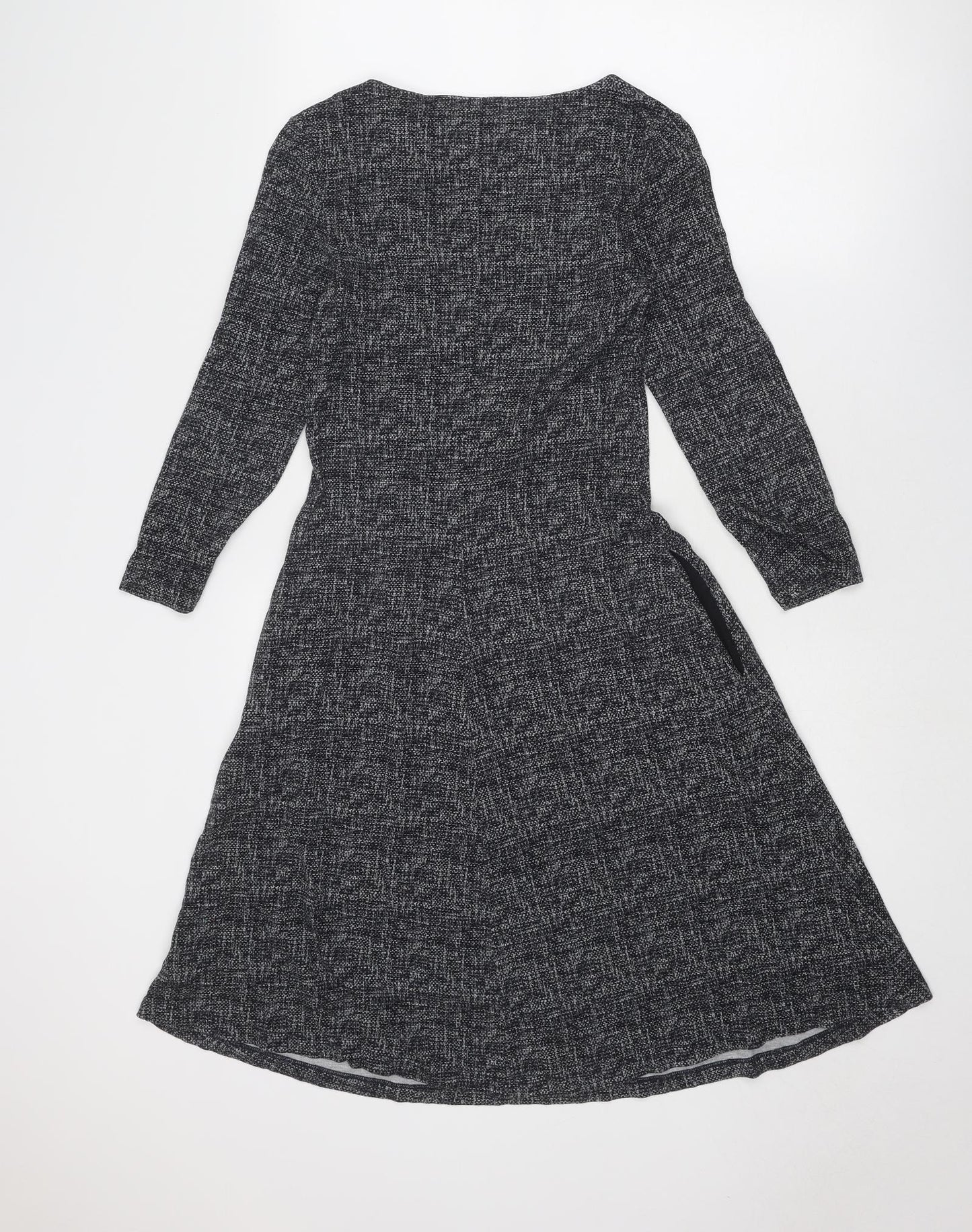 The White Company Womens Grey Geometric Viscose Trapeze & Swing Size 10 Round Neck Pullover