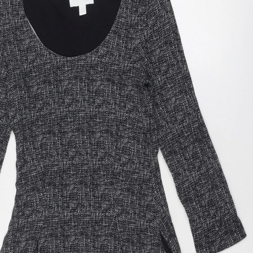 The White Company Womens Grey Geometric Viscose Trapeze & Swing Size 10 Round Neck Pullover