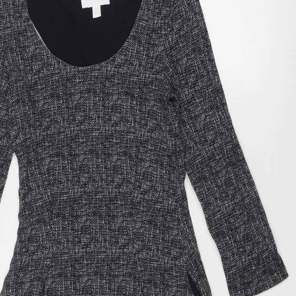 The White Company Womens Grey Geometric Viscose Trapeze & Swing Size 10 Round Neck Pullover