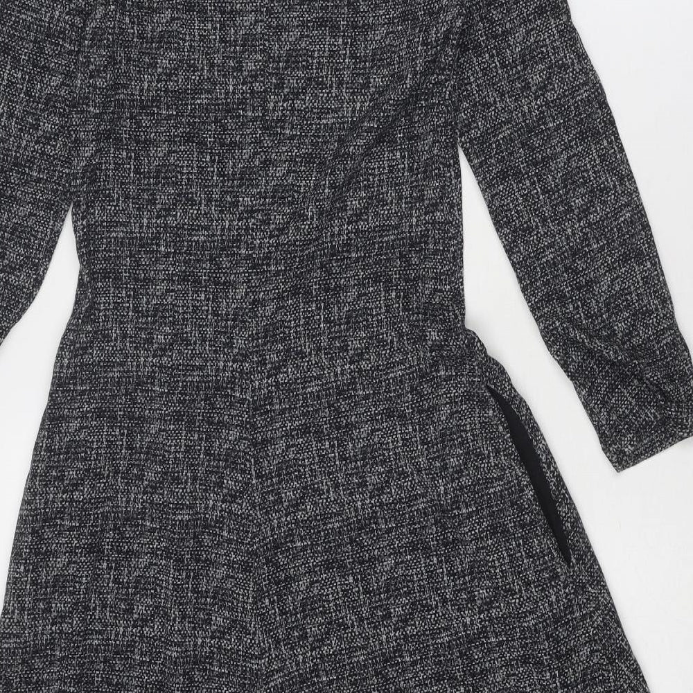 The White Company Womens Grey Geometric Viscose Trapeze & Swing Size 10 Round Neck Pullover