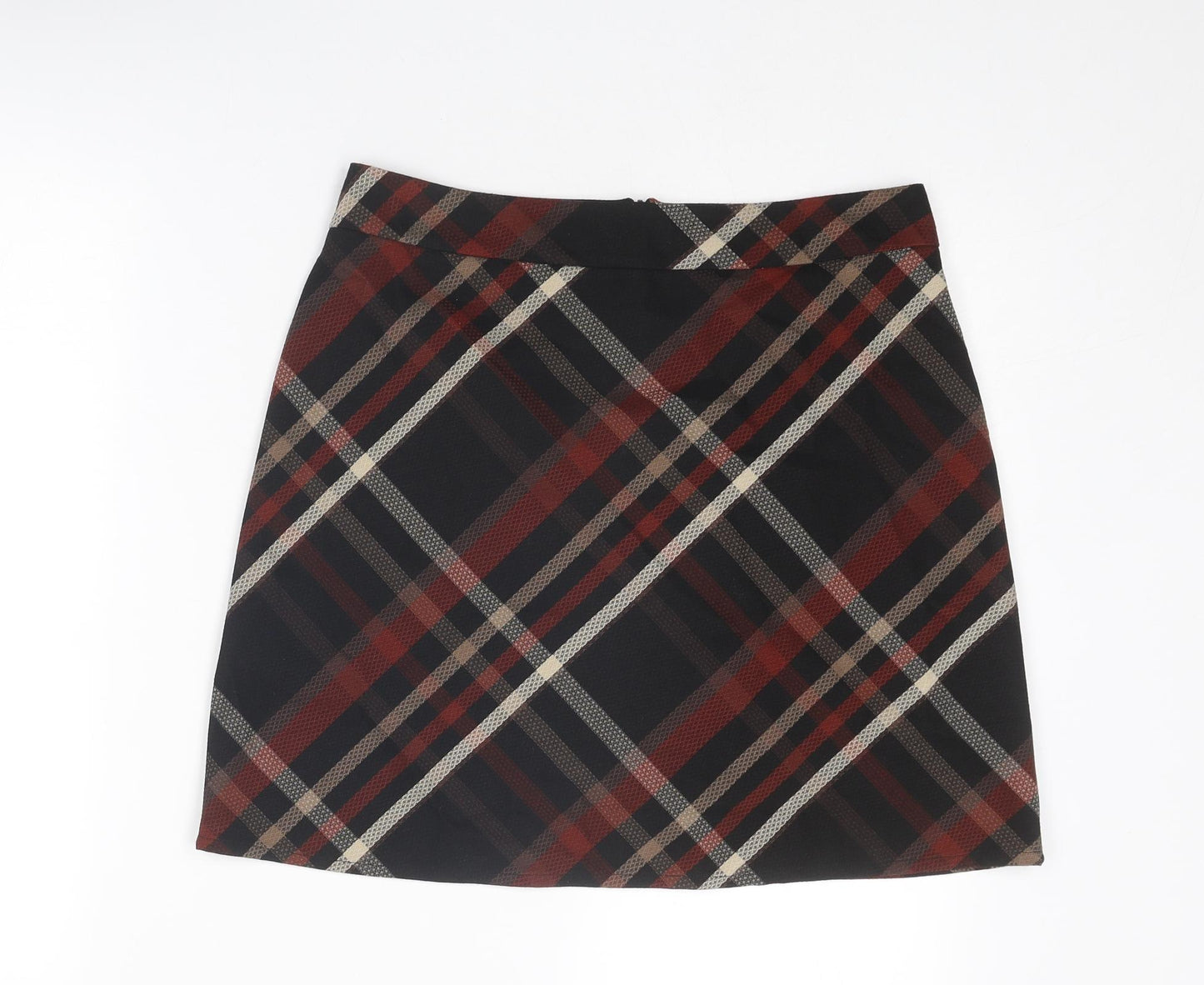 Dorothy Perkins Womens Multicoloured Plaid Polyester A-Line Skirt Size 12 Zip