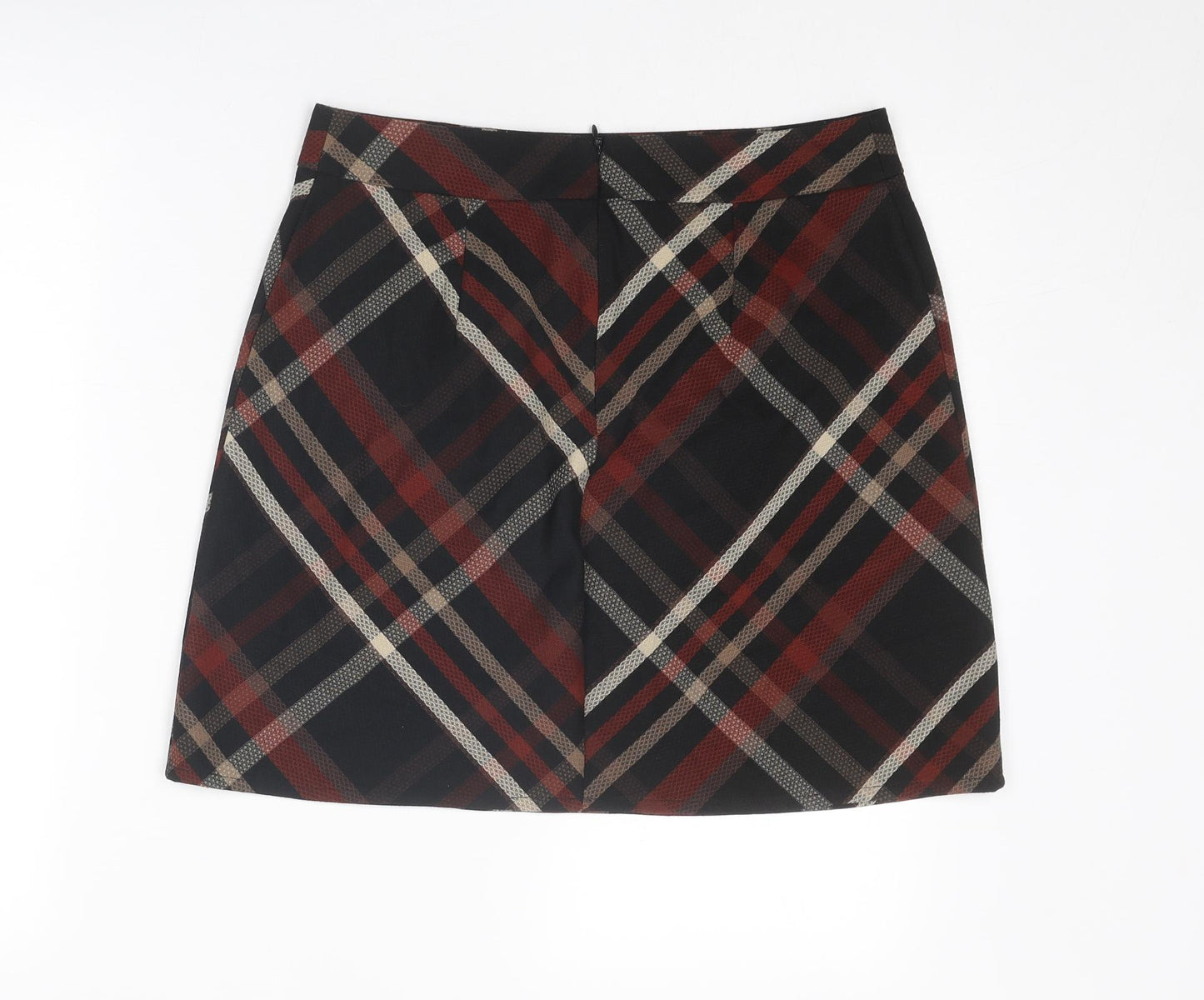 Dorothy Perkins Womens Multicoloured Plaid Polyester A-Line Skirt Size 12 Zip