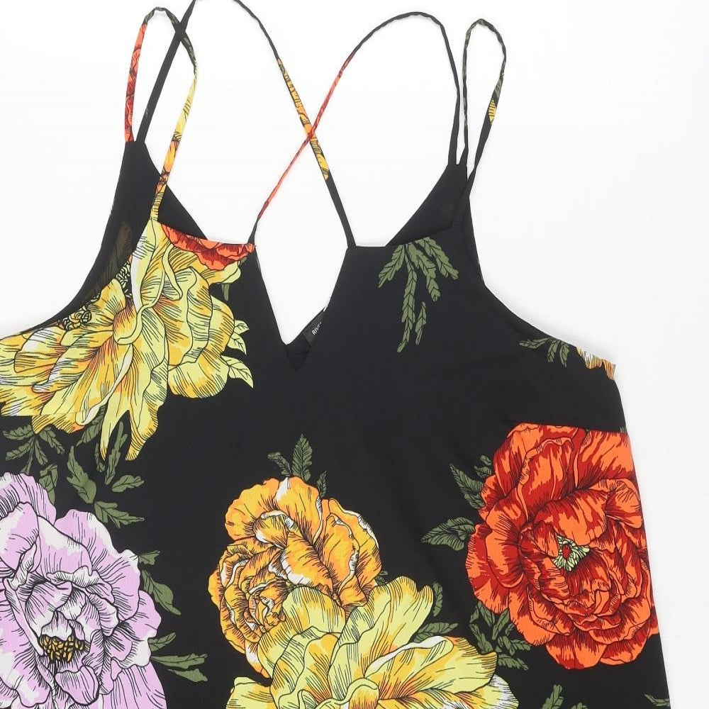 River Island Womens Multicoloured Floral Polyester Slip Dress Size 14 V-Neck Pullover