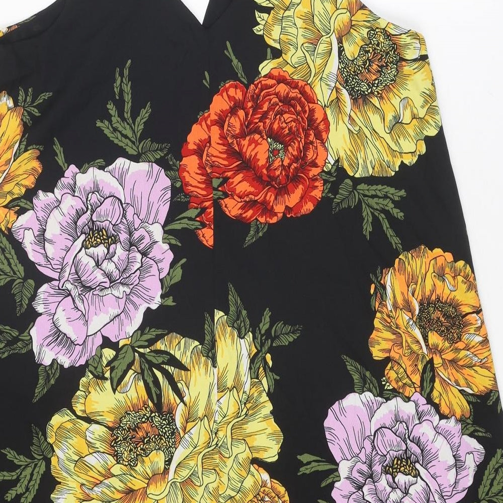 River Island Womens Multicoloured Floral Polyester Slip Dress Size 14 V-Neck Pullover