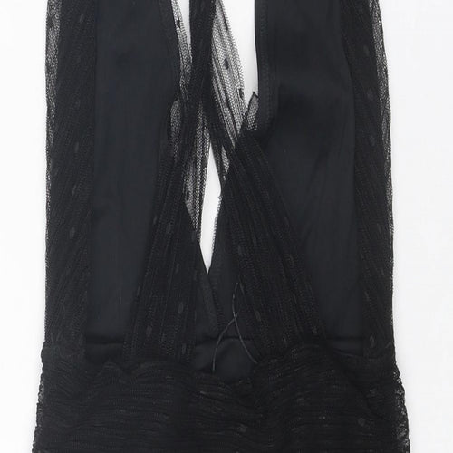 Zara Womens Black Polyester Bodysuit One-Piece Size S Snap