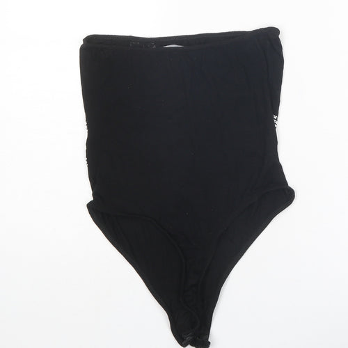 PRETTYLITTLETHING Womens Black Viscose Bodysuit One-Piece Size 8 Snap