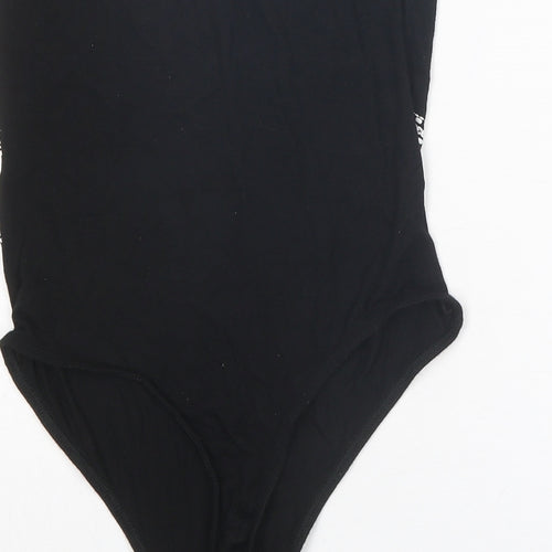 PRETTYLITTLETHING Womens Black Viscose Bodysuit One-Piece Size 8 Snap