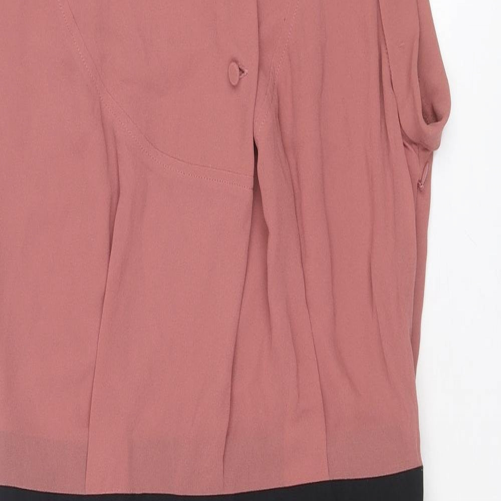 NEXT Womens Pink Colourblock Polyester A-Line Size 12 V-Neck Zip
