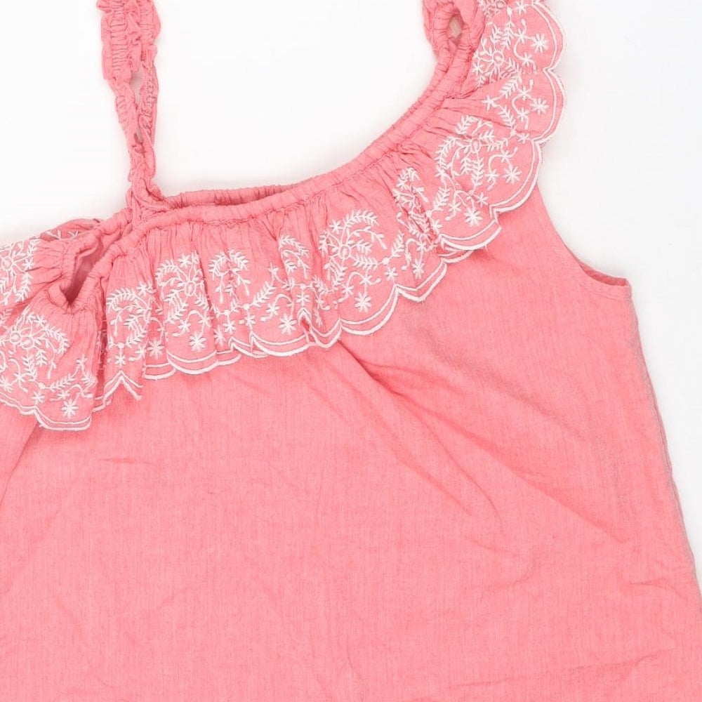 Marks and Spencer Girls Pink Cotton Pullover Tank Size 13-14 Years One Shoulder Pullover