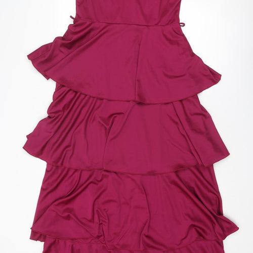 C&A Womens Purple Polyester Slip Dress Size 16 V-Neck Zip