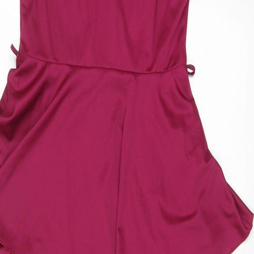 C&A Womens Purple Polyester Slip Dress Size 16 V-Neck Zip
