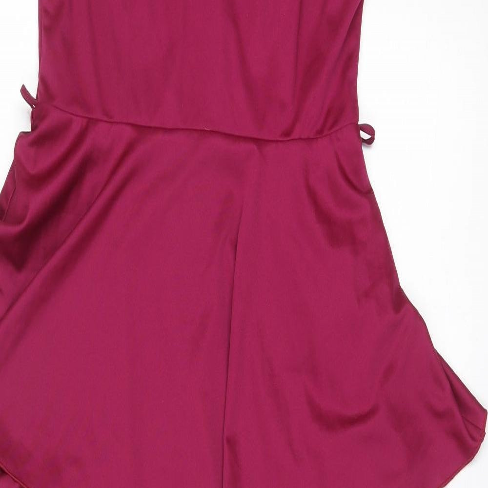 C&A Womens Purple Polyester Slip Dress Size 16 V-Neck Zip