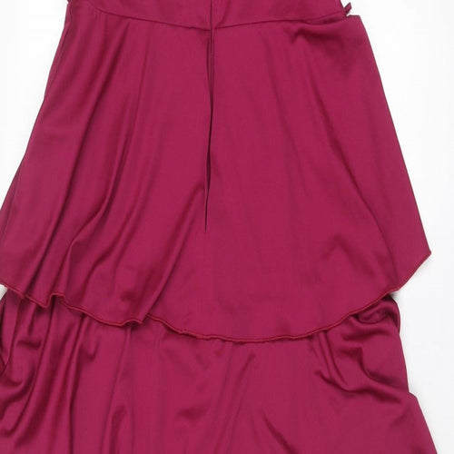 C&A Womens Purple Polyester Slip Dress Size 16 V-Neck Zip