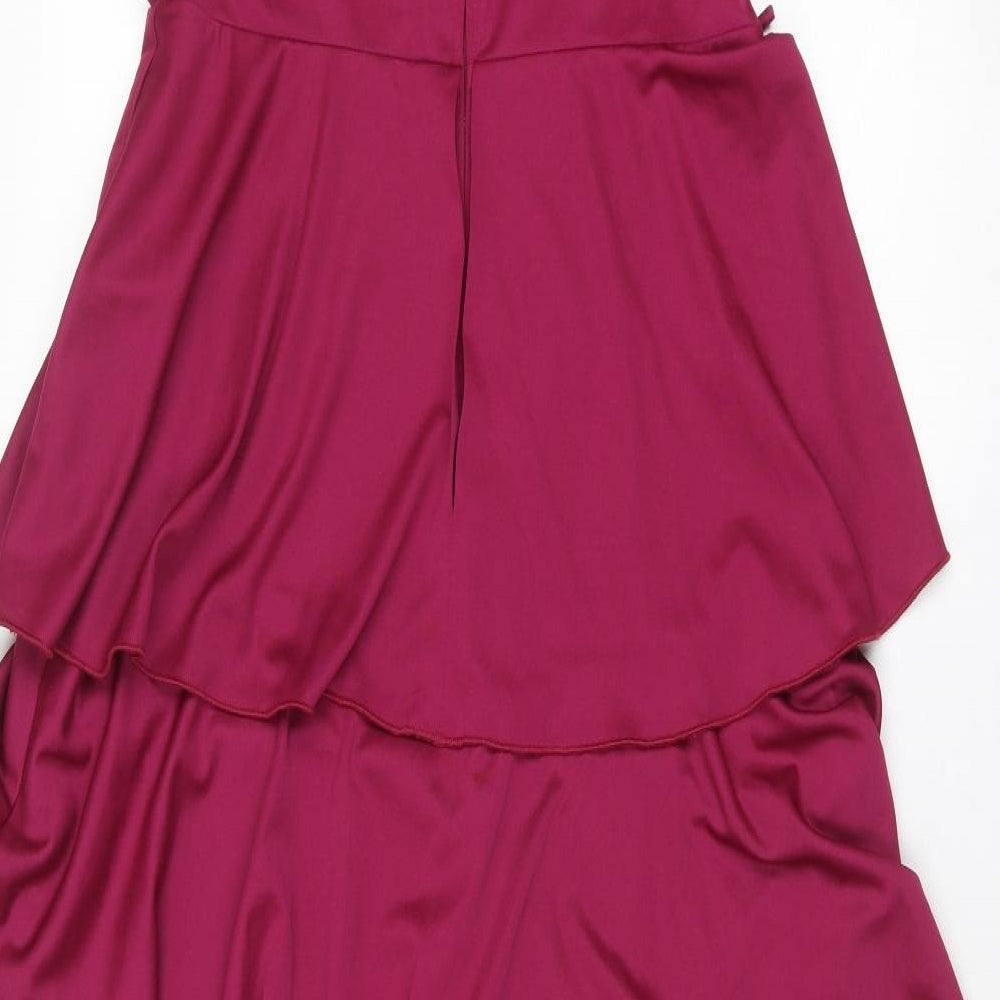 C&A Womens Purple Polyester Slip Dress Size 16 V-Neck Zip